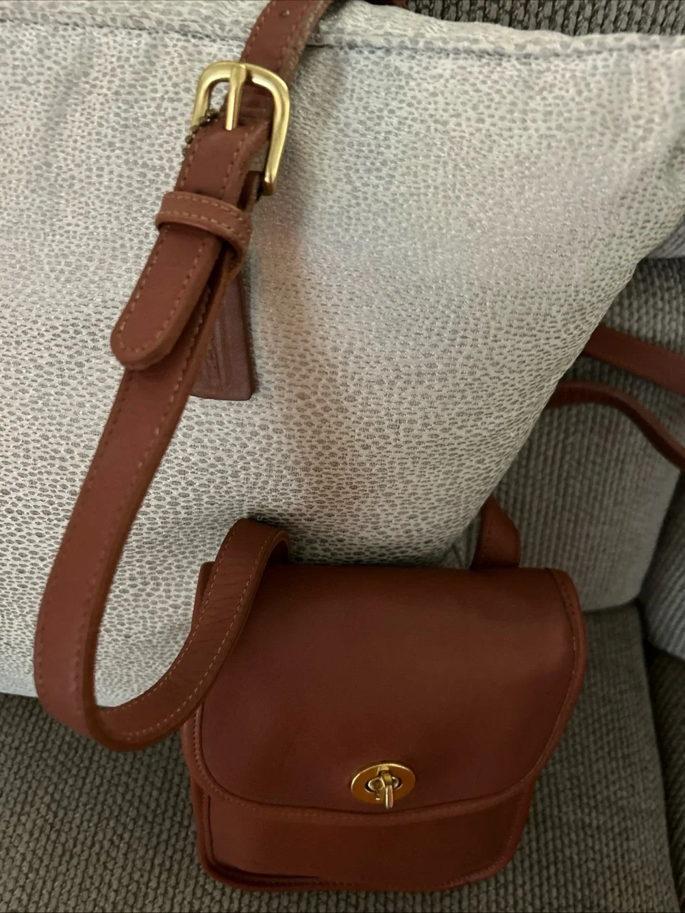 Coach Chestnut Brown Leather Crossbody with Gold Turnlock